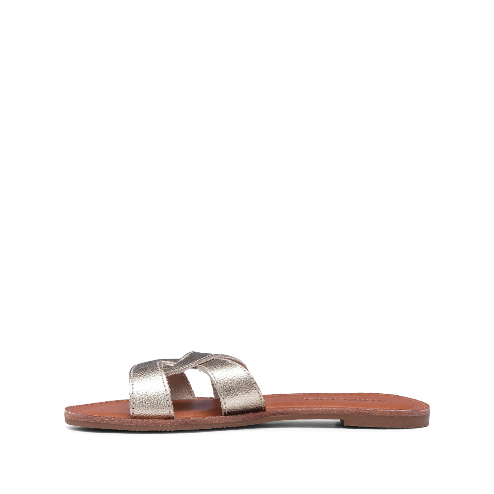 Chinelo Salto Raso Mulher Pele Dourado