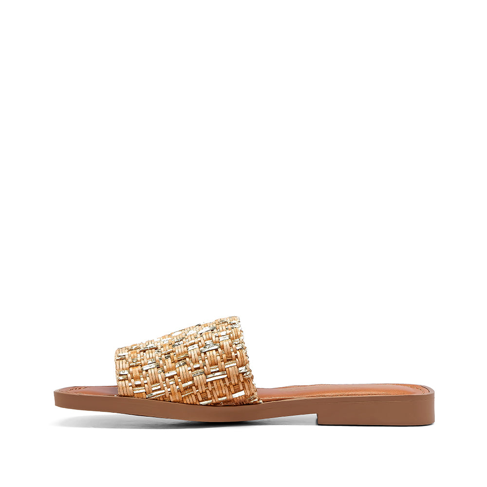 Chinelo Salto Raso Mulher Pele Taupe