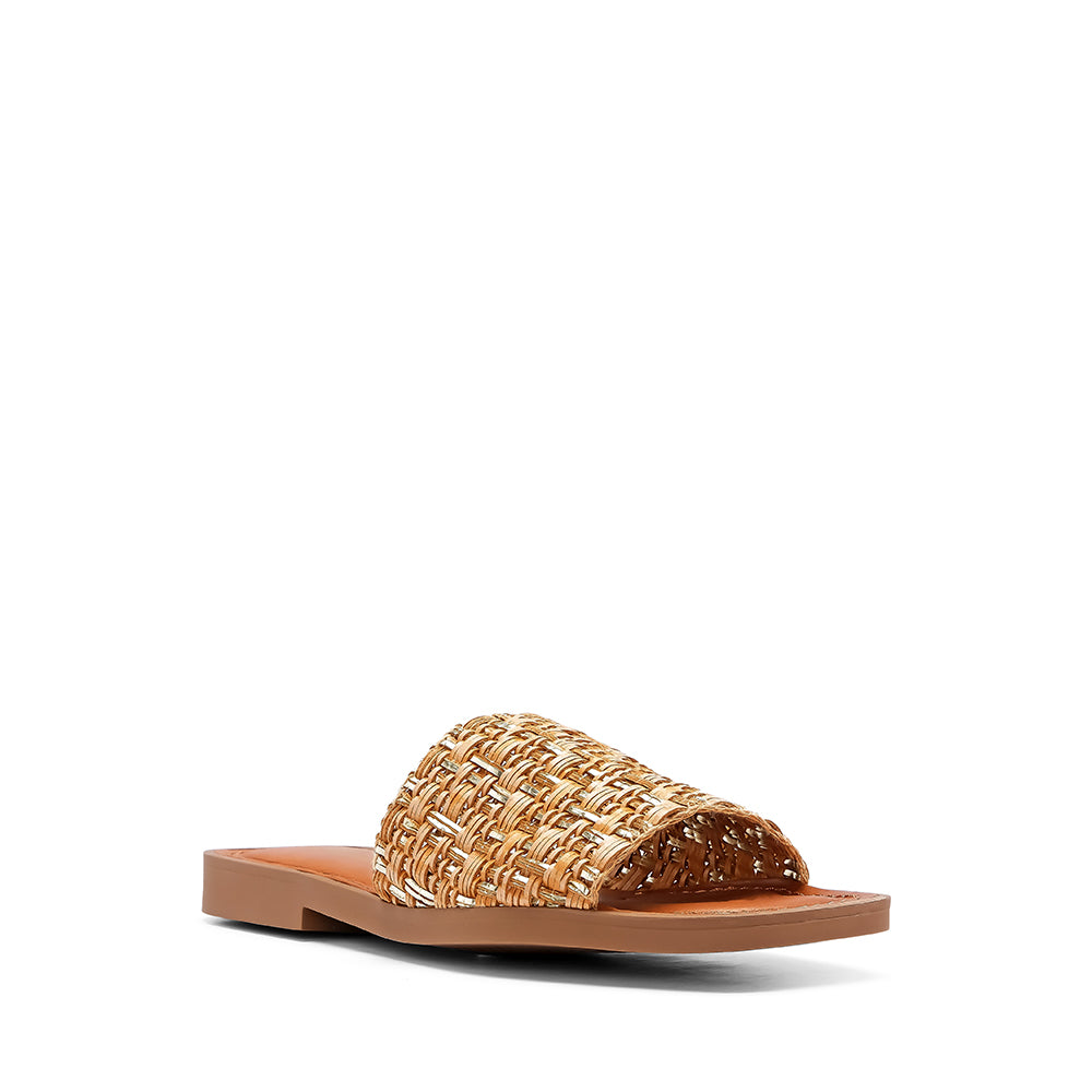 Chinelo Salto Raso Mulher Pele Taupe
