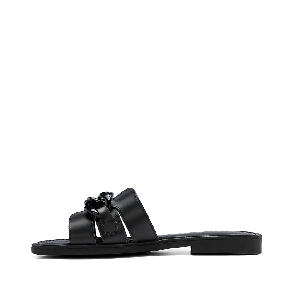 Chinelo Salto Raso Mulher Pele Preto