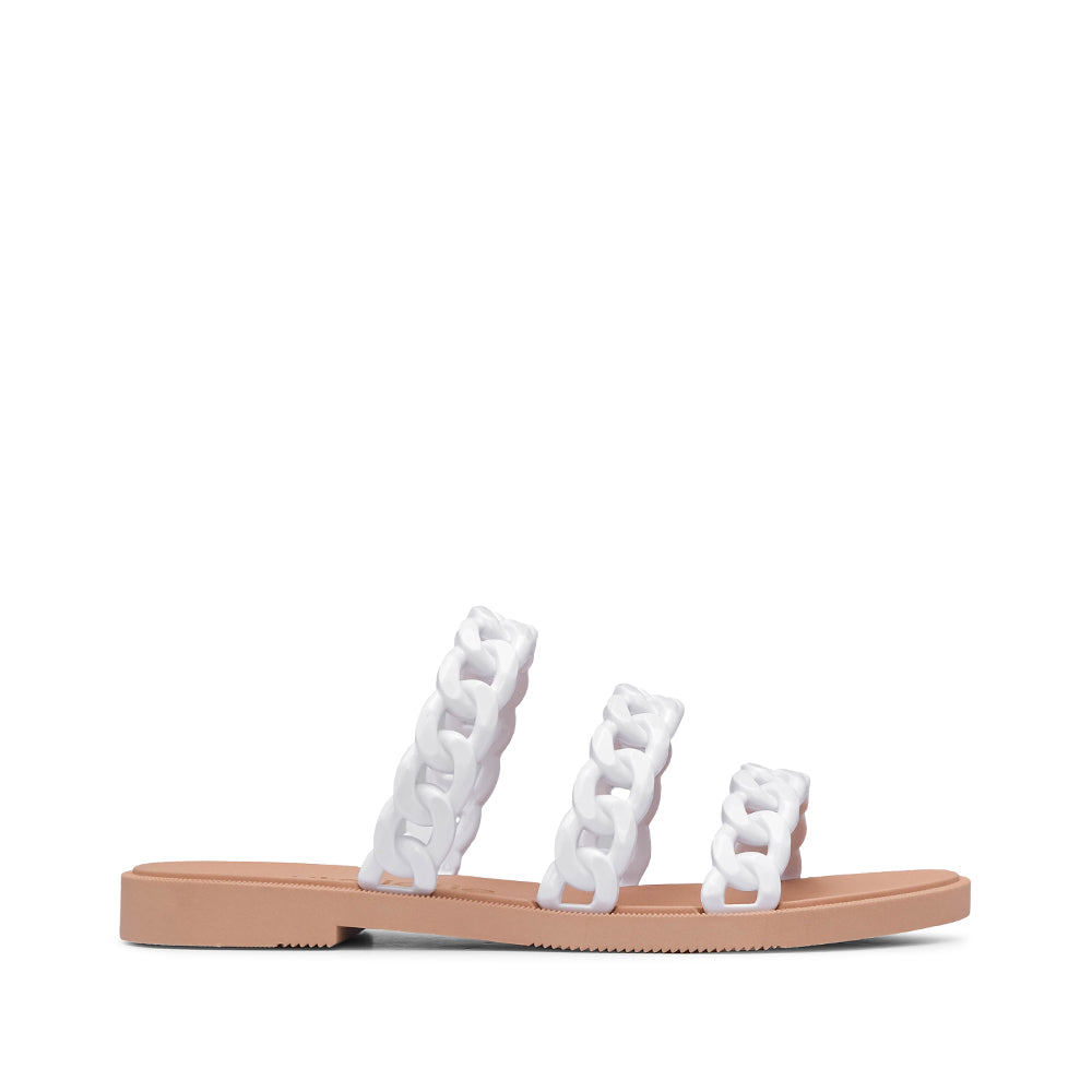 Chinelo Salto Raso Mulher Pele Sintética Branco
