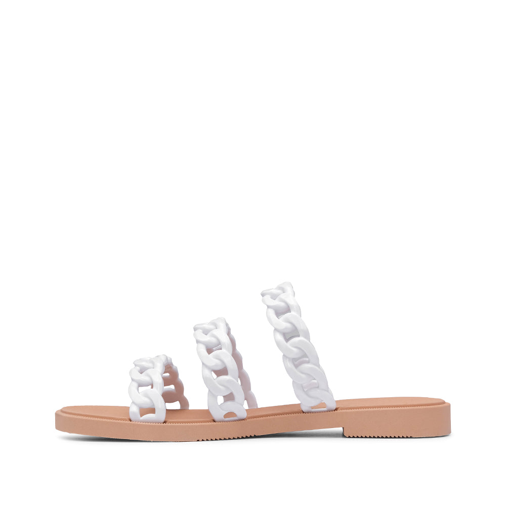 Chinelo Salto Raso Mulher Pele Sintética Branco