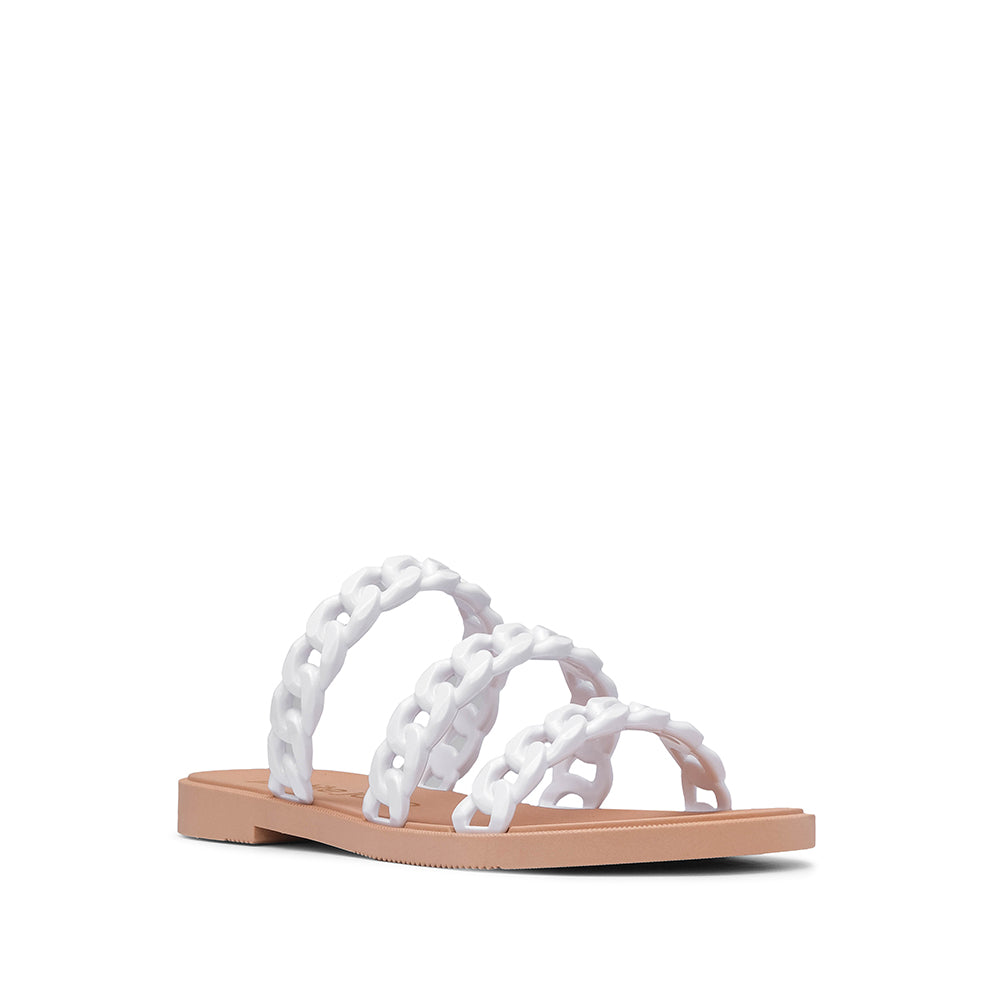 Chinelo Salto Raso Mulher Pele Sintética Branco