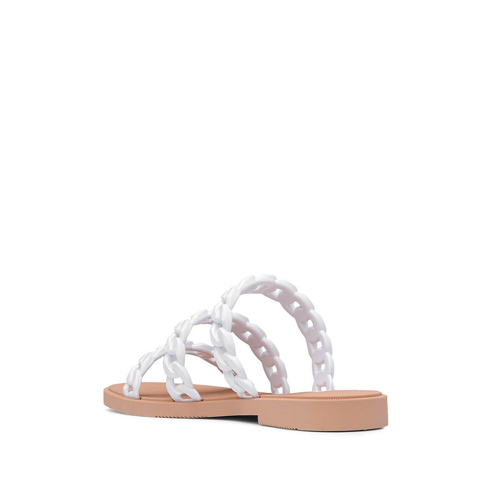 Chinelo Salto Raso Mulher Pele Sintética Branco