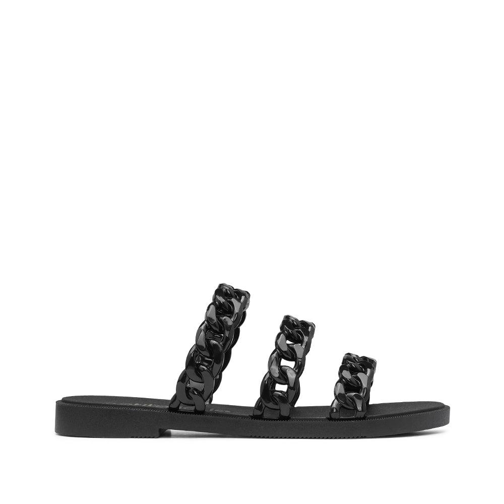 Chinelo Salto Raso Mulher Pele Sintética Preto