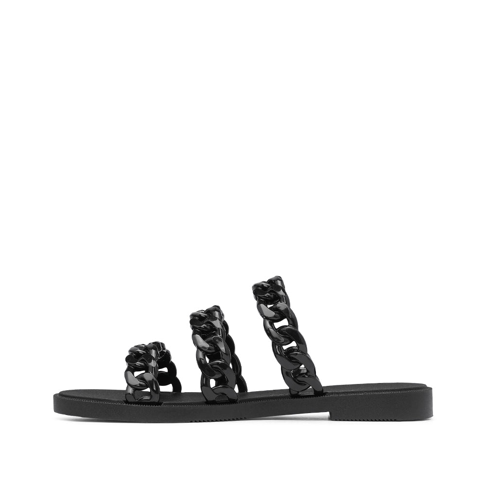 Chinelo Salto Raso Mulher Pele Sintética Preto