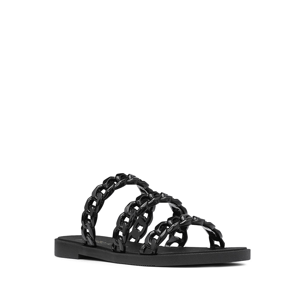 Chinelo Salto Raso Mulher Pele Sintética Preto