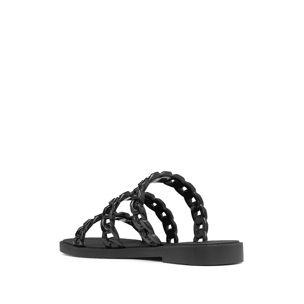 Chinelo Salto Raso Mulher Pele Sintética Preto