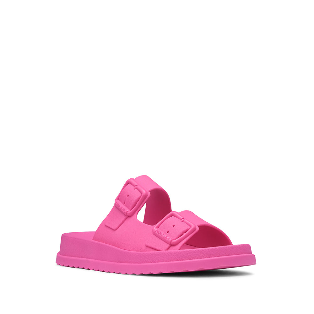 Chinelo Salto Raso Mulher Pele Sintética Fuxia