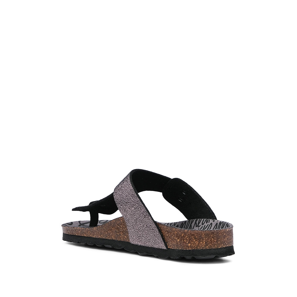 Chinelo Salto Raso Mulher Pele Sintética Prata