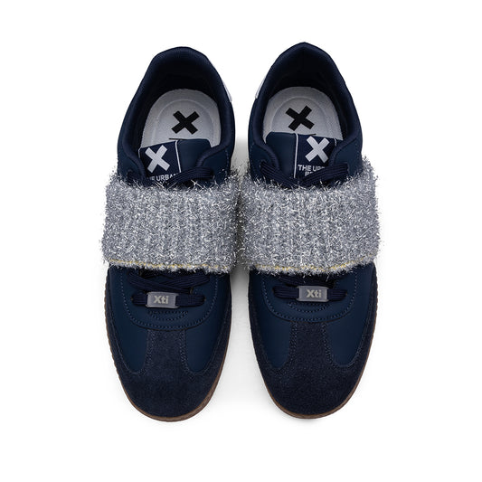 Sapatilha Azul Marinho com Malha Prateada - Tamanho 43