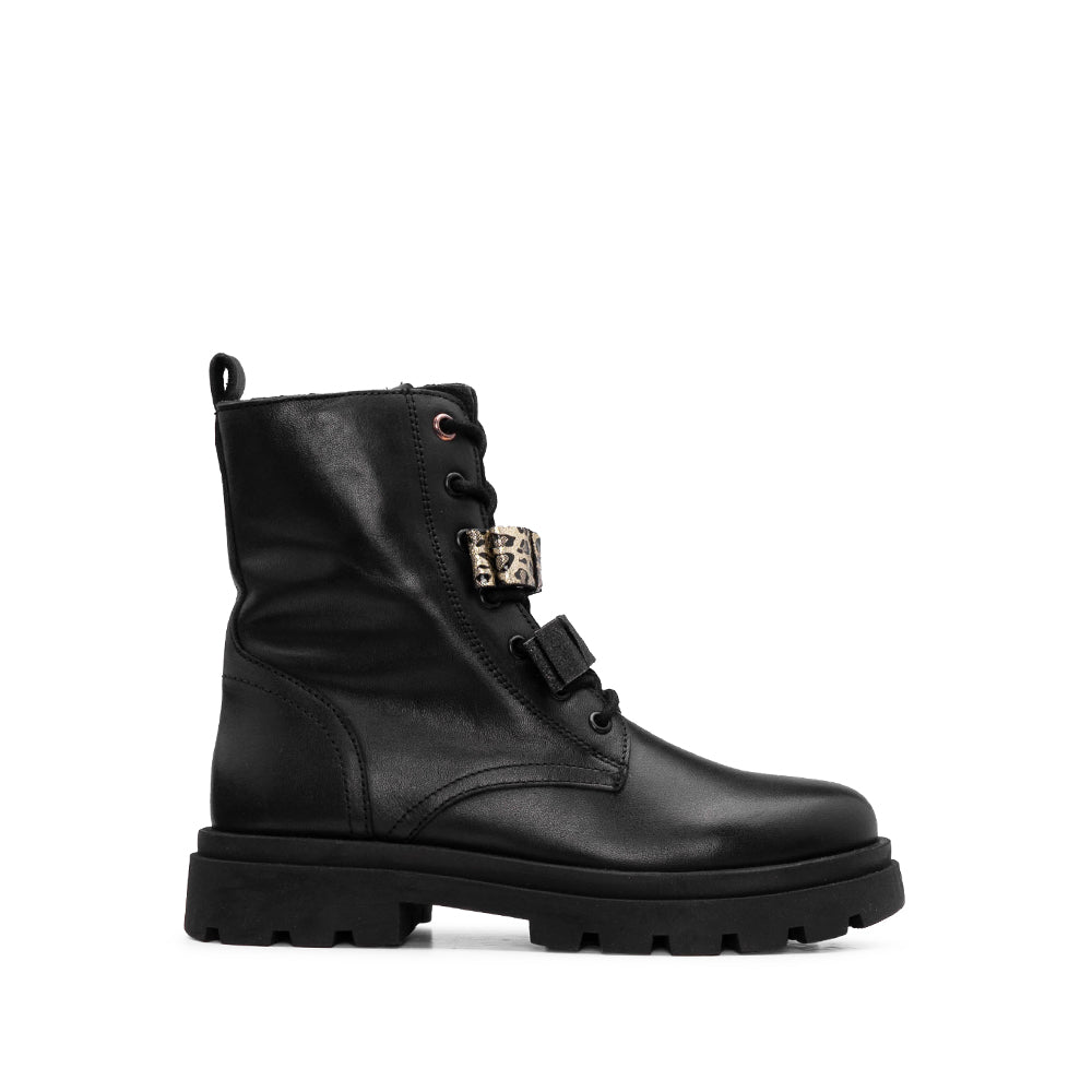 Bota Militar Criança Pele Preto