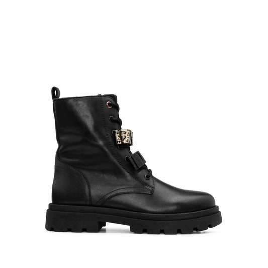 Bota Militar Criança Pele Preto