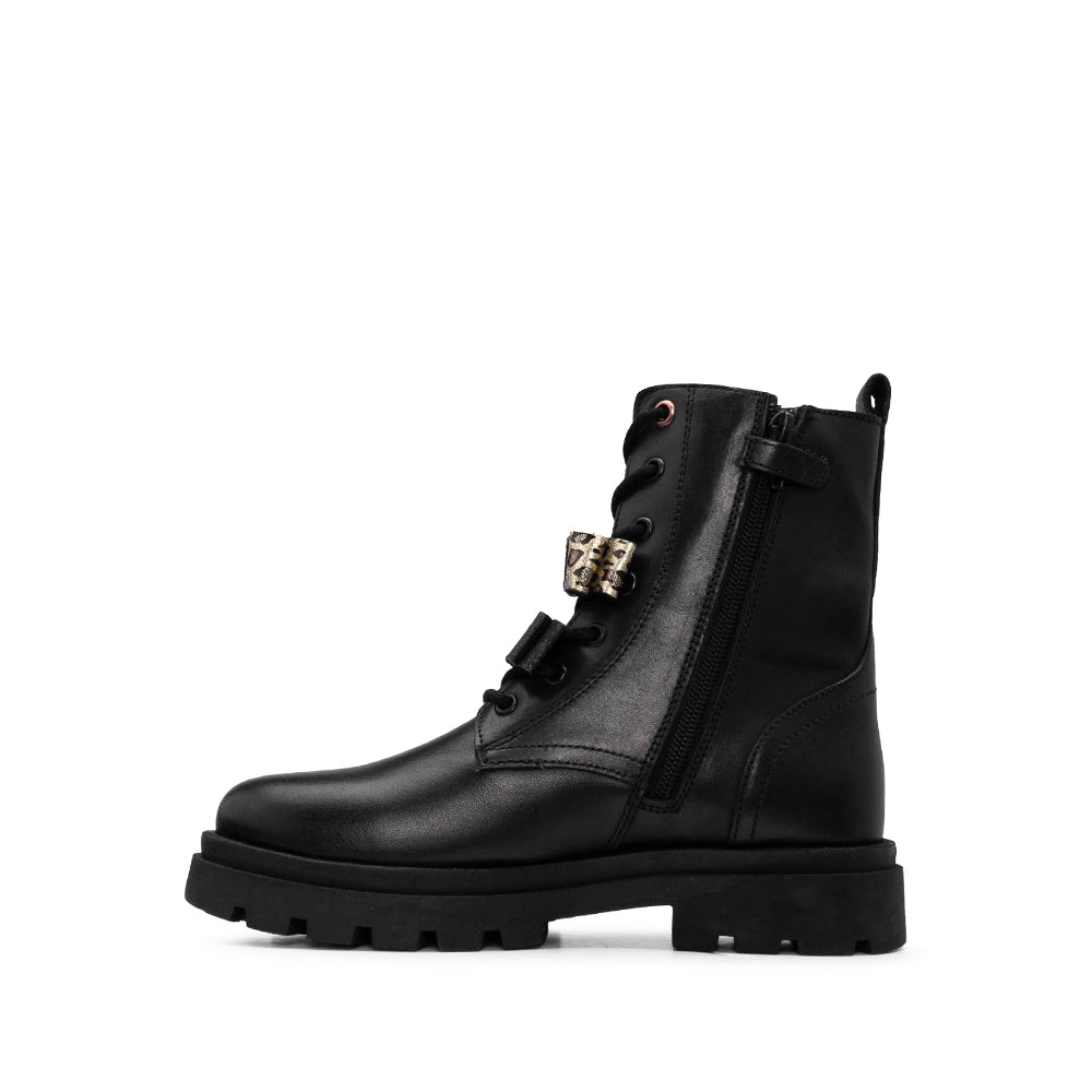 Bota Militar Criança Pele Preto