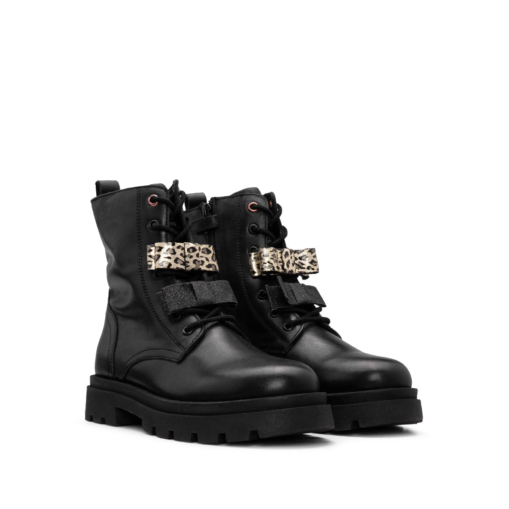 Bota Militar Criança Pele Preto