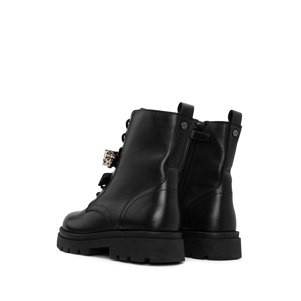 Bota Militar Criança Pele Preto