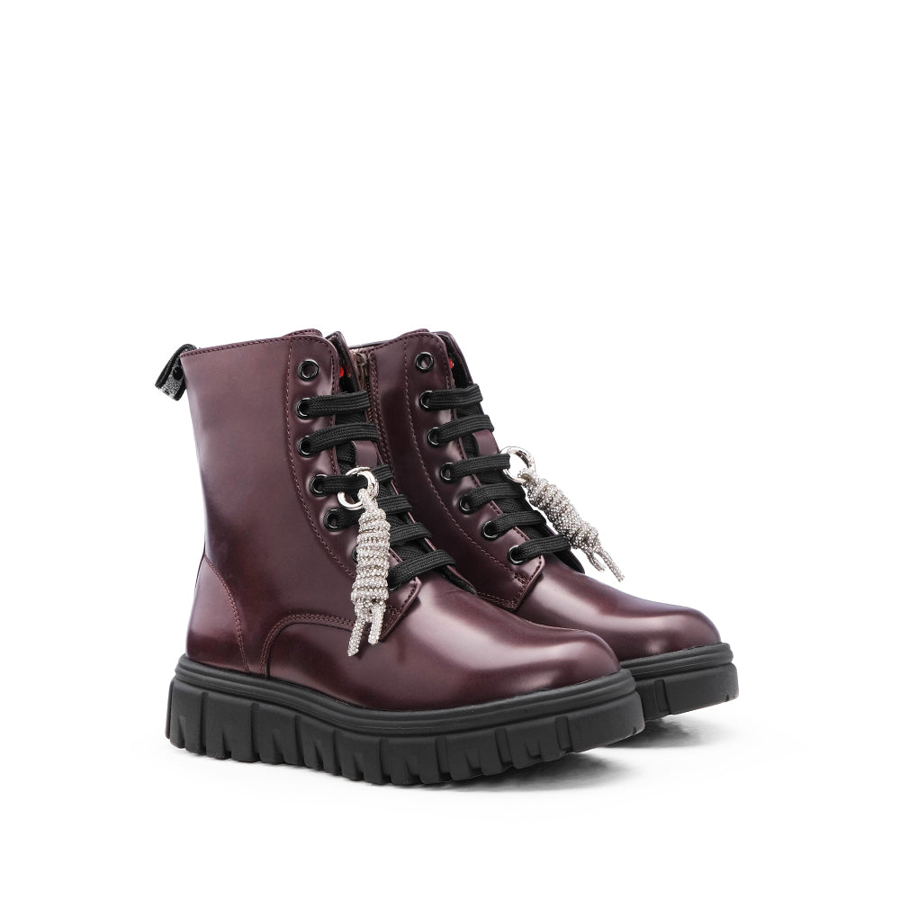 Bota Militar Criança Bordeaux