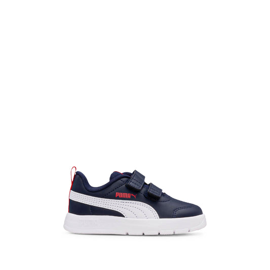 Navy Blue Synthetic Leather Kids Casual Sneakers