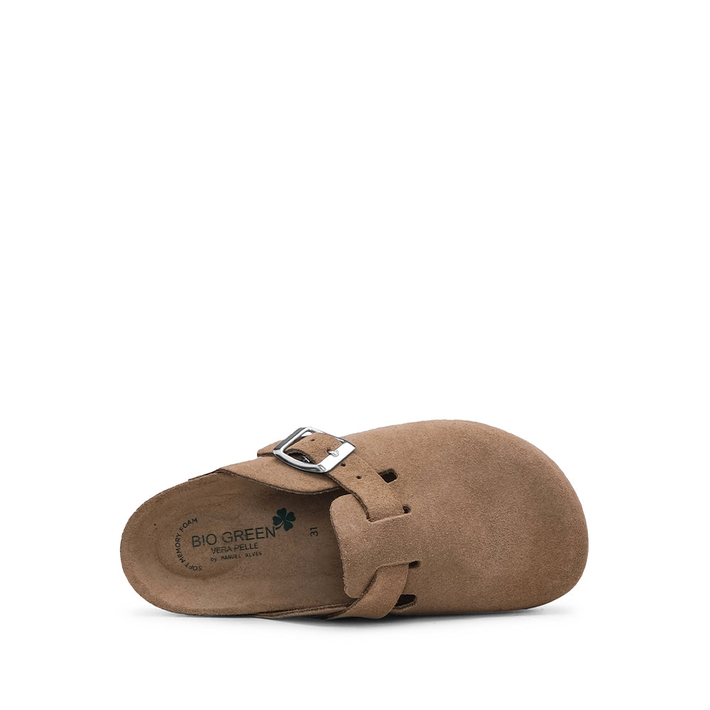 Chinelo Salto Raso Criança Camurça Taupe