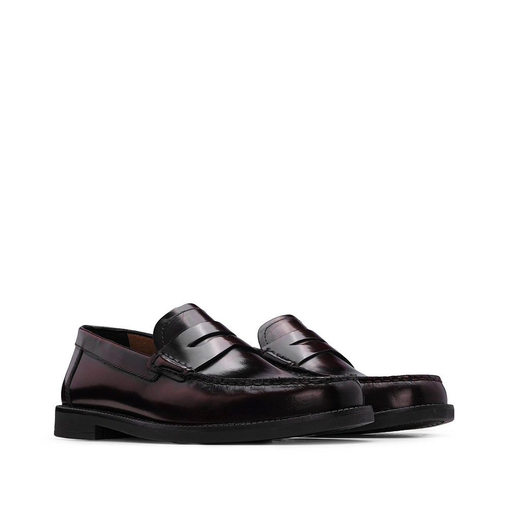 Sapato Mocassim Homem Polido Bordeaux