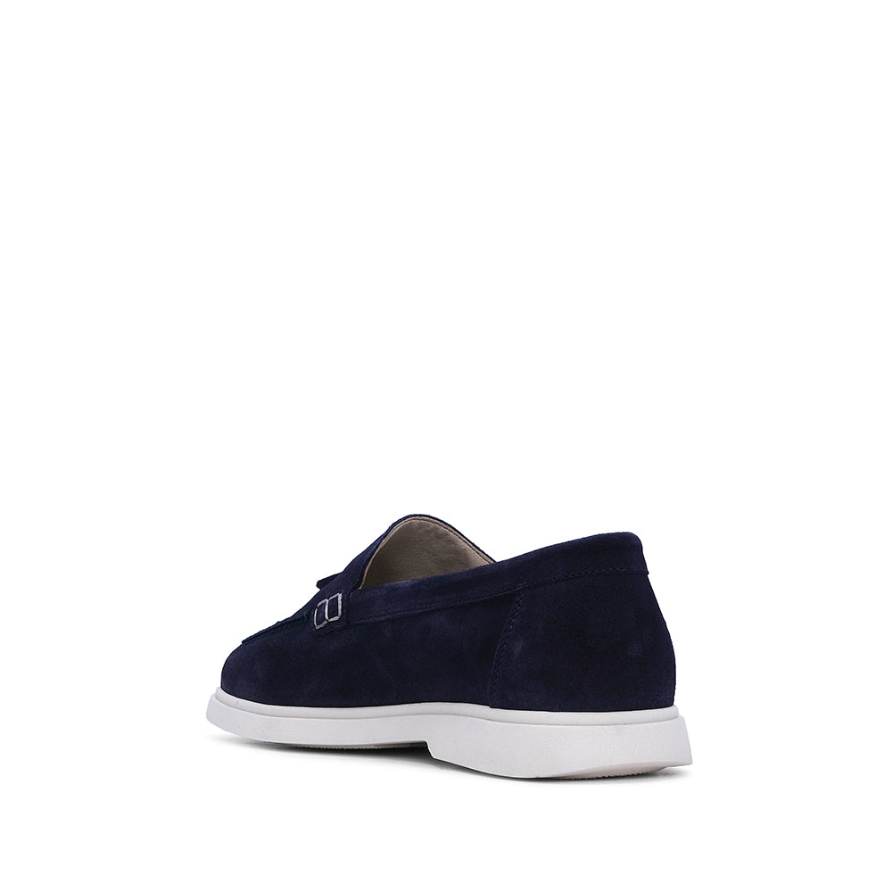 Sapato Mocassim Homem Camurça Azul Marinho