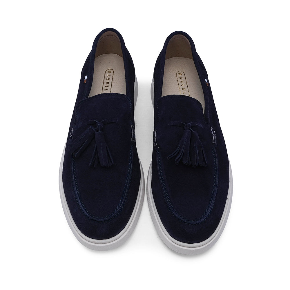 Sapato Mocassim Homem Camurça Azul Marinho