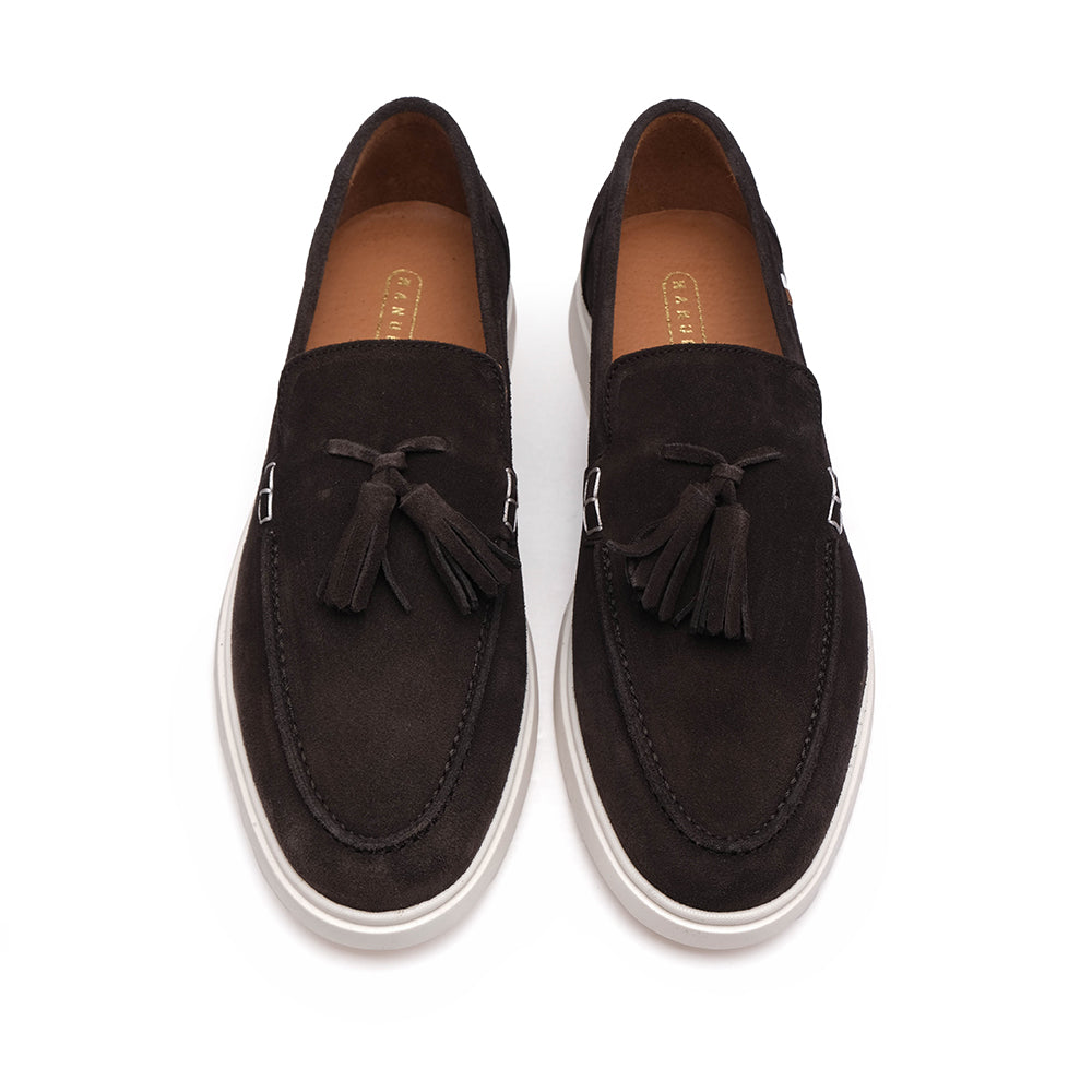 Sapato Mocassim Homem Camurça Castanho
