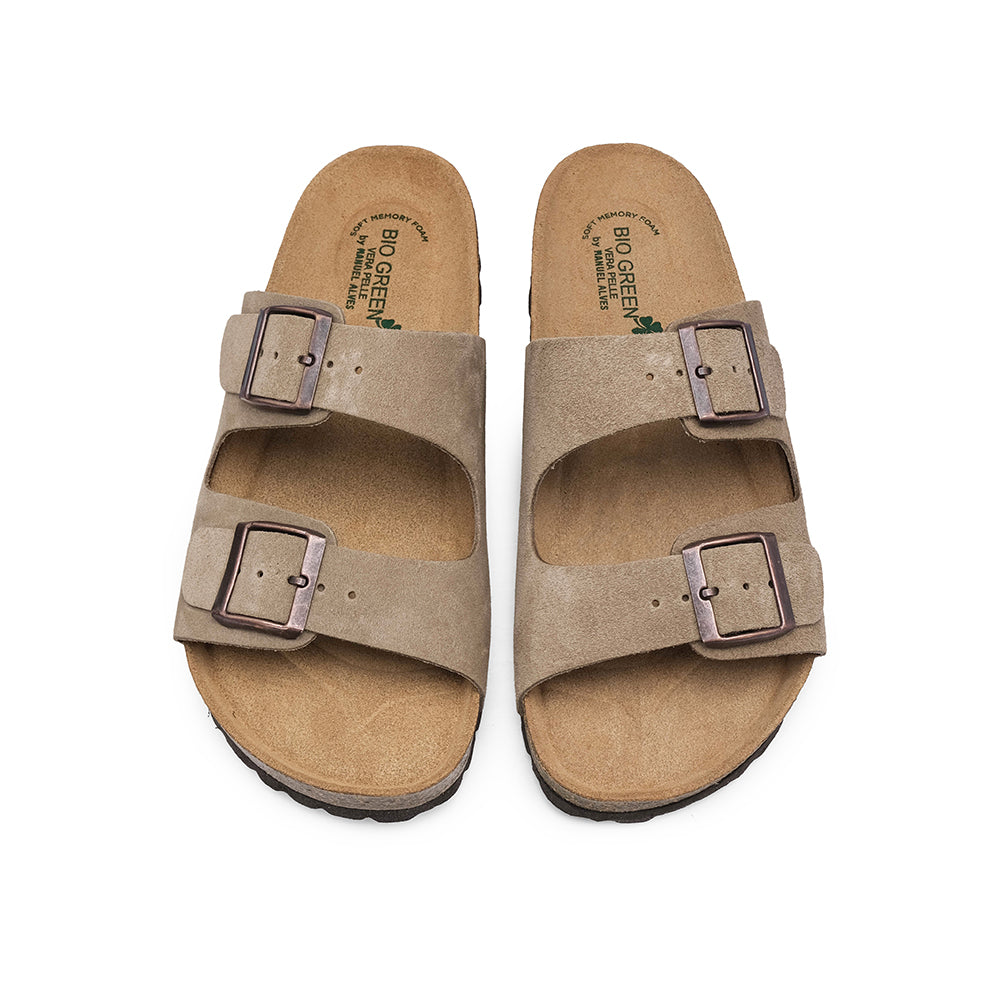 Chinelo Salto Raso Homem Camurça Taupe