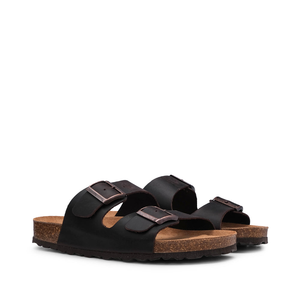 Chinelo Salto Raso Homem Nobuck Castanho