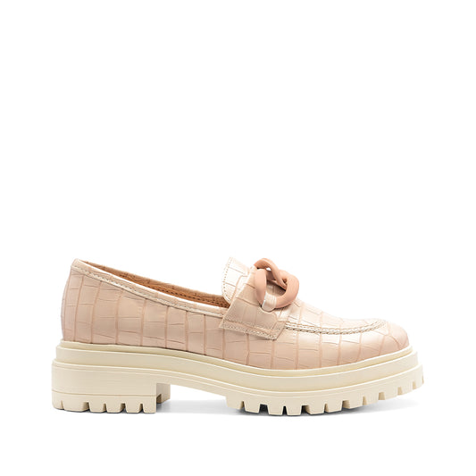 Sapato Mocassim Mulher Animal Print Nude