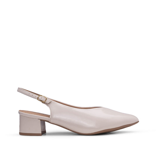Sapato Salto Médio Mulher Verniz Creme