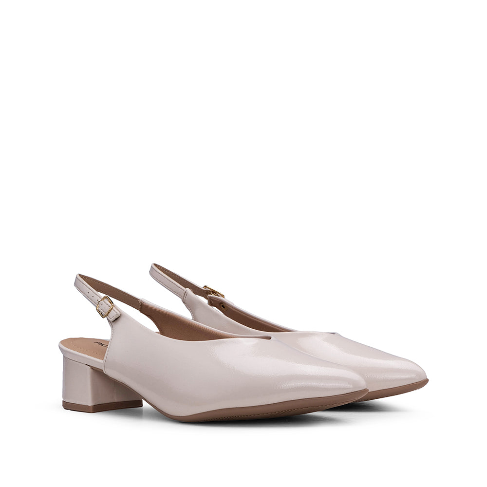 Sapato Salto Médio Mulher Verniz Creme