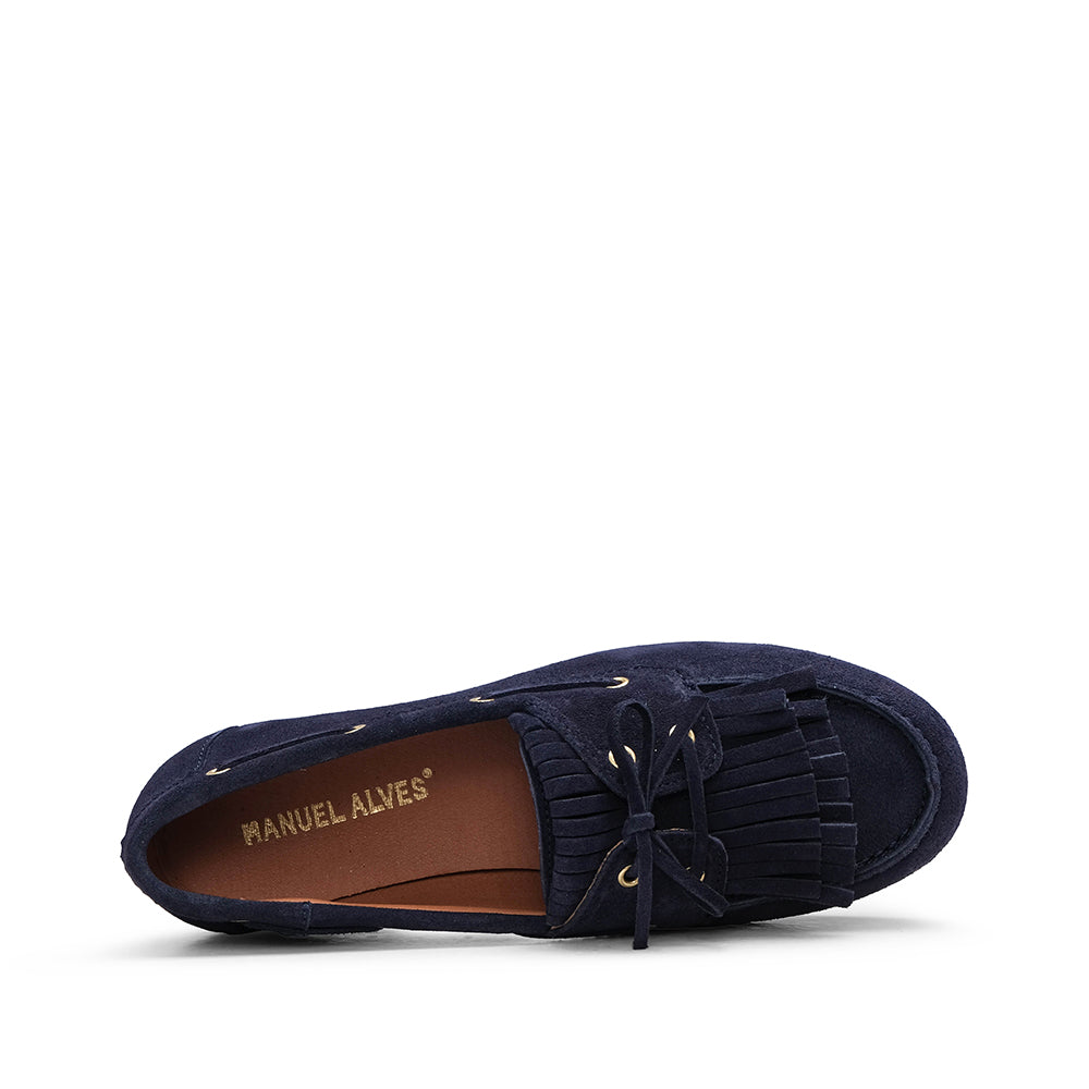 Sapato Mocassim Mulher Camurça Azul
