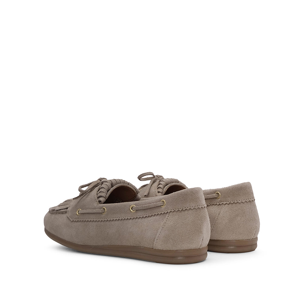 Sapato Mocassim Mulher Camurça Taupe