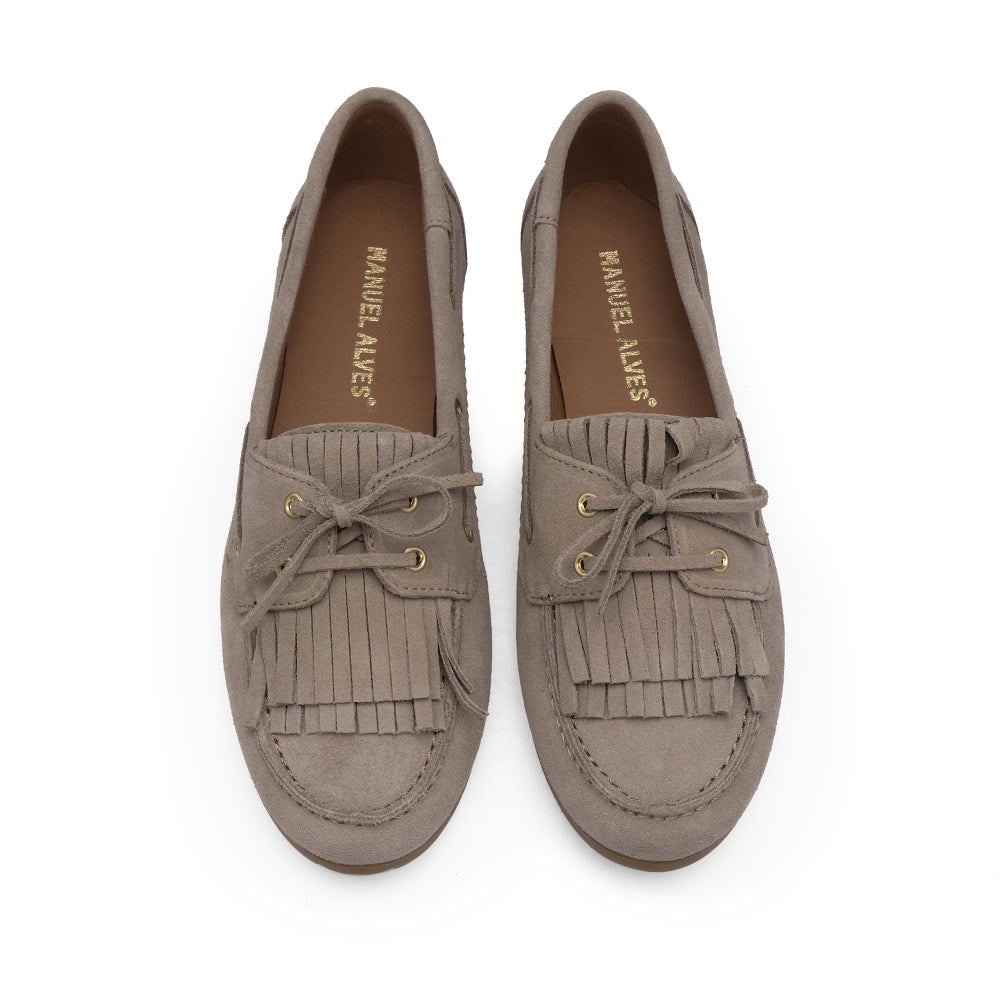 Sapato Mocassim Mulher Camurça Taupe