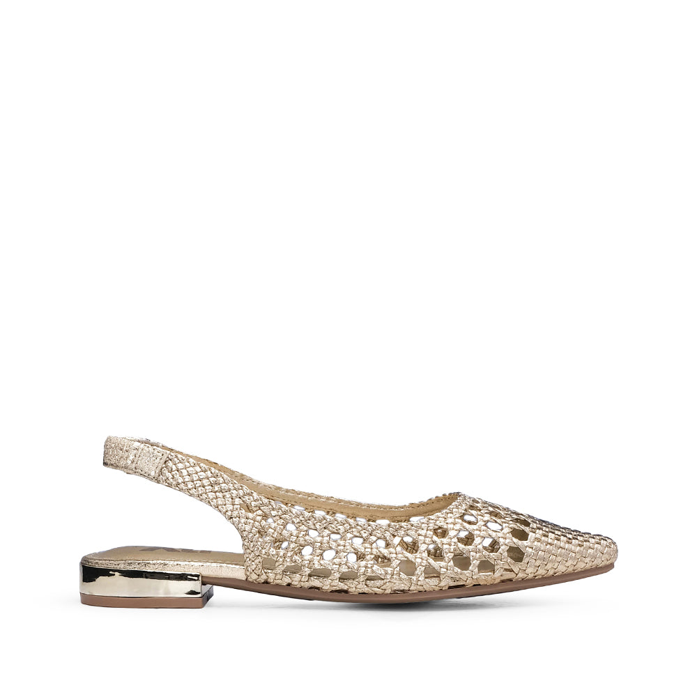 Sapato Salto Raso Mulher Dourado