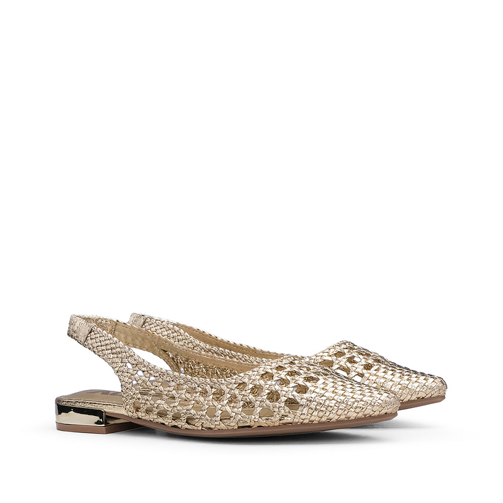 Sapato Salto Raso Mulher Dourado