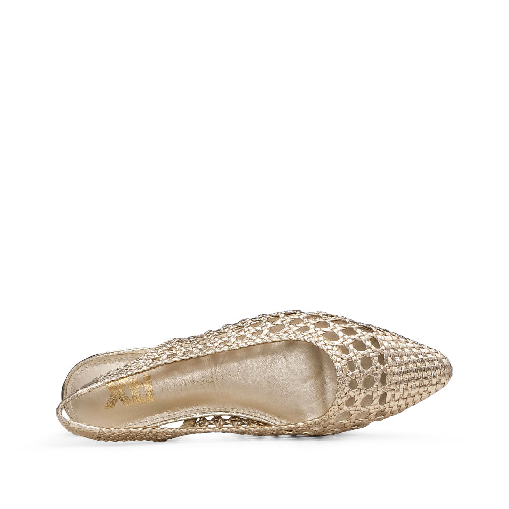 Sapato Salto Raso Mulher Dourado