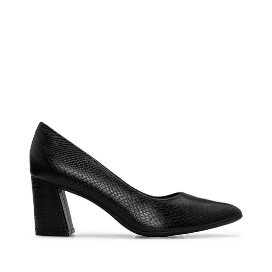 Sapato Salto Médio Mulher Animal Print Preto