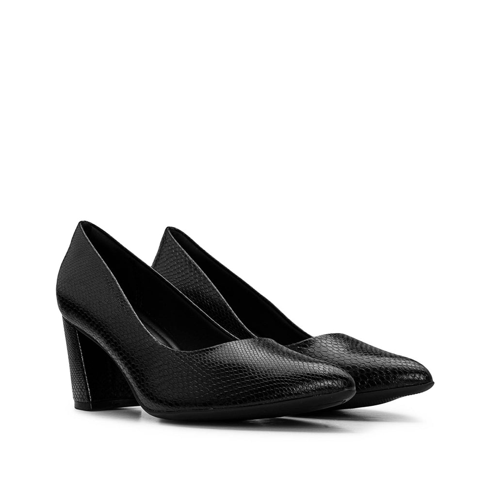 Sapato Salto Médio Mulher Animal Print Preto