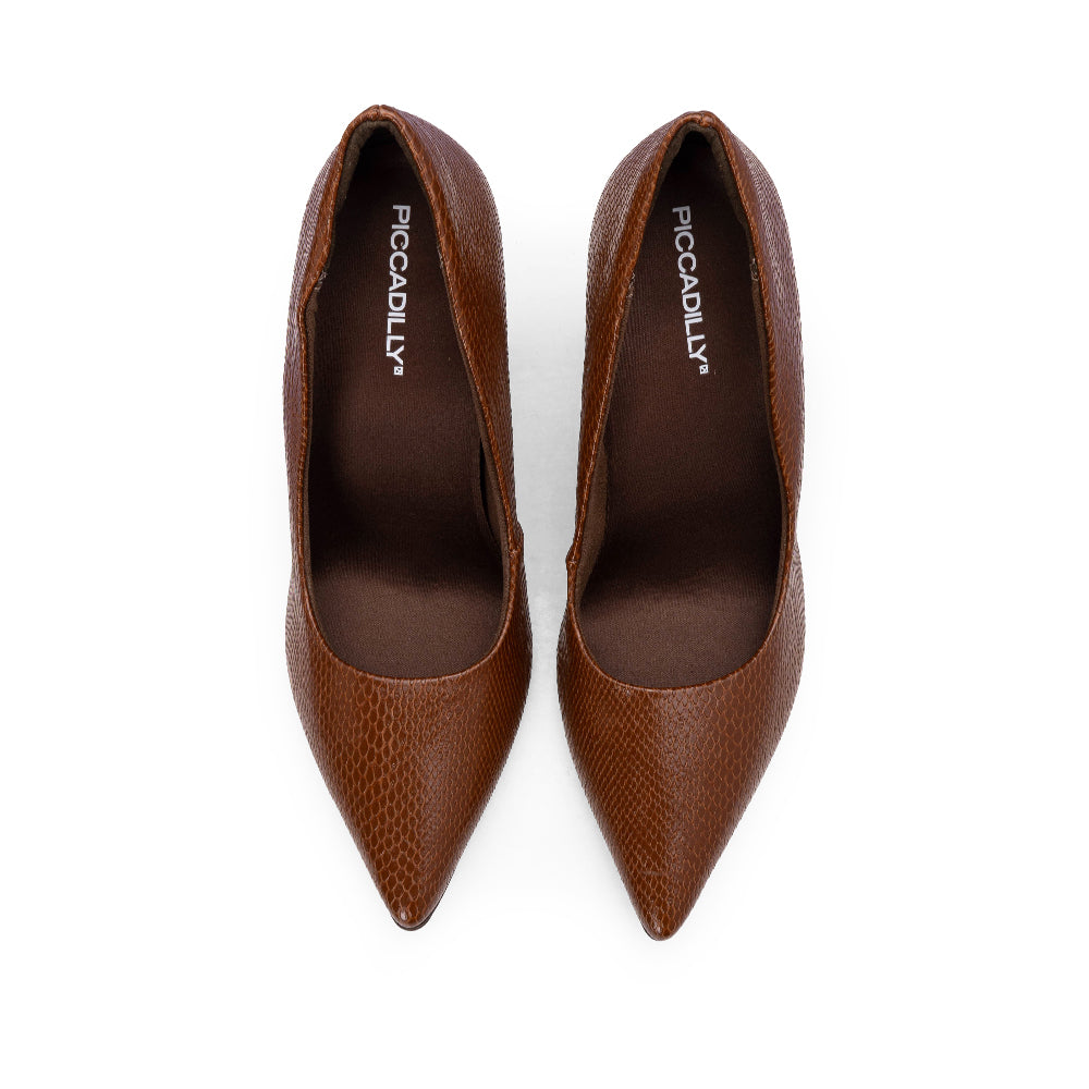 Sapato Salto Alto Mulher Animal Print Cognac