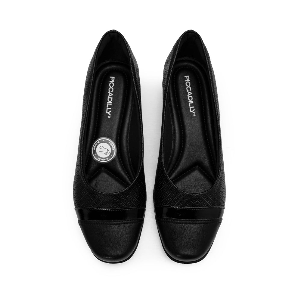 Sapato Salto Cunha Mulher Gravado Preto