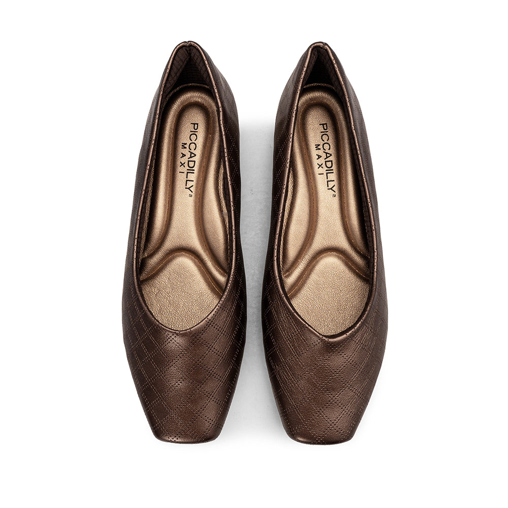 Sapato Salto Raso Mulher Gravado Bronze