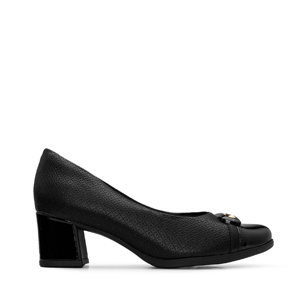 Sapato Salto Médio Mulher Gravado Preto