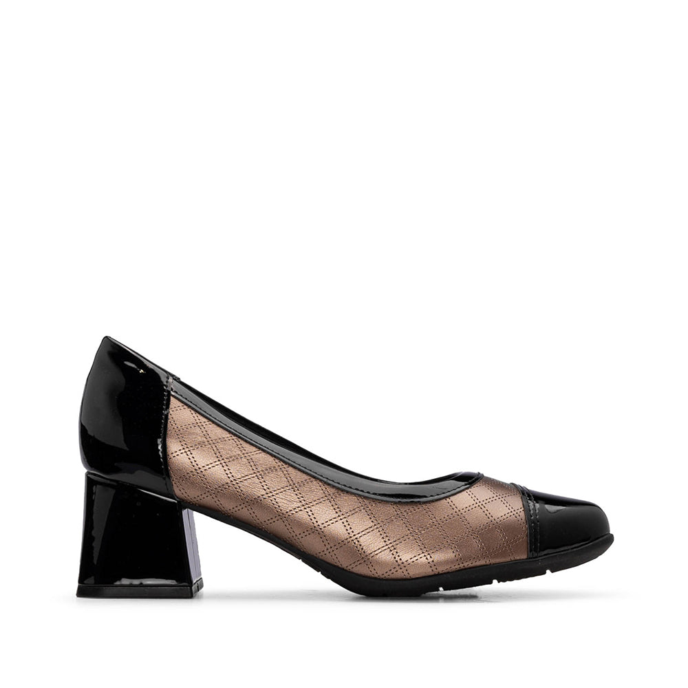 Sapato Salto Médio Mulher Gravado Bronze