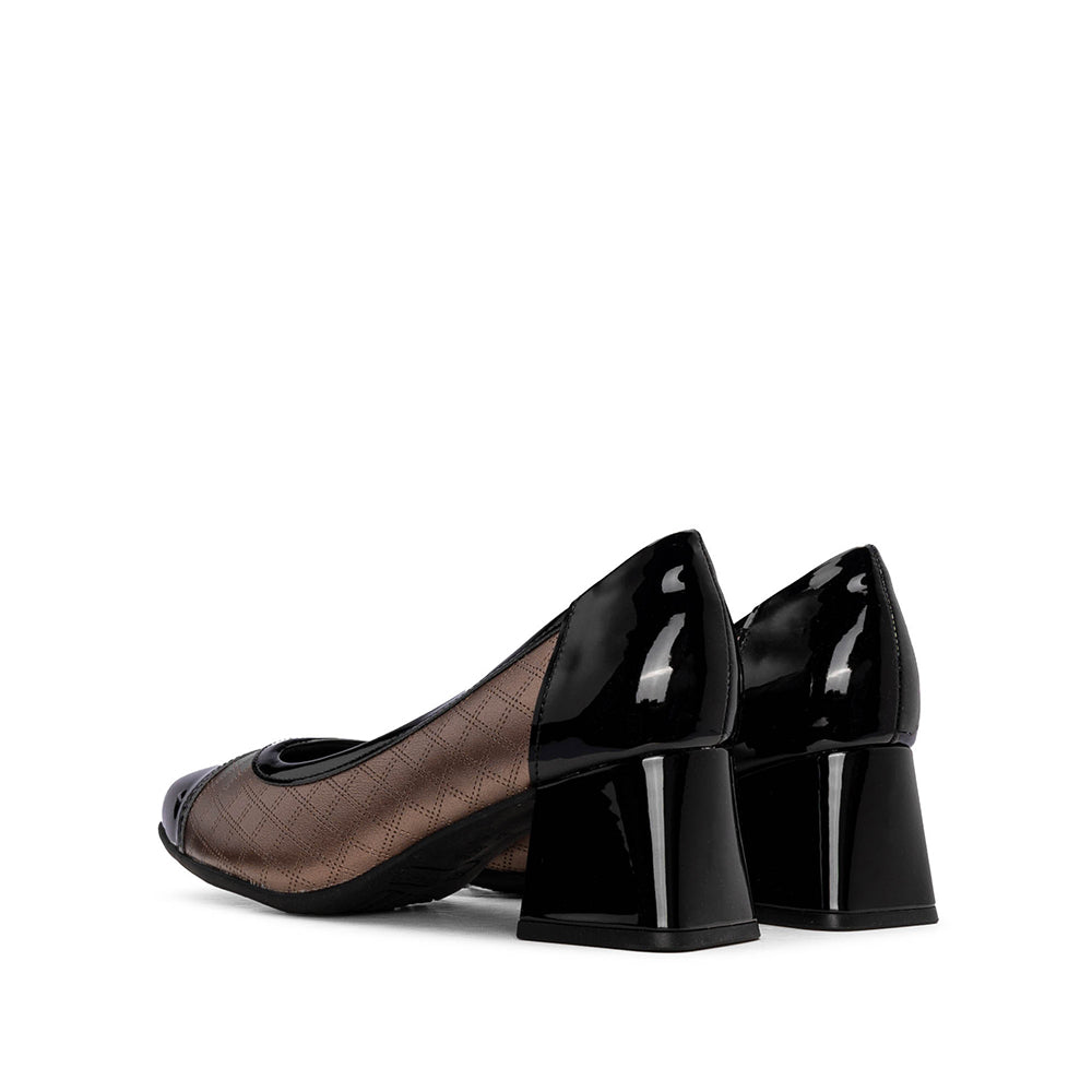 Sapato Salto Médio Mulher Gravado Bronze