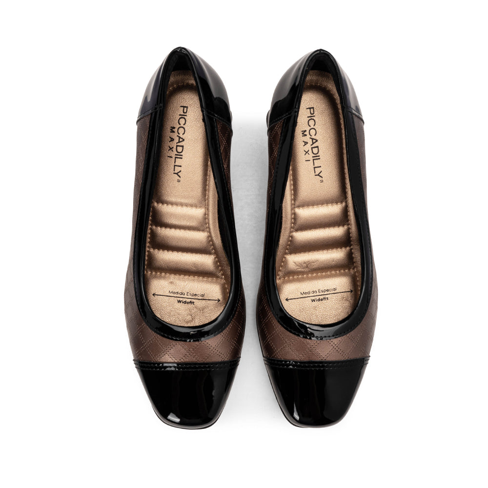 Sapato Salto Médio Mulher Gravado Bronze