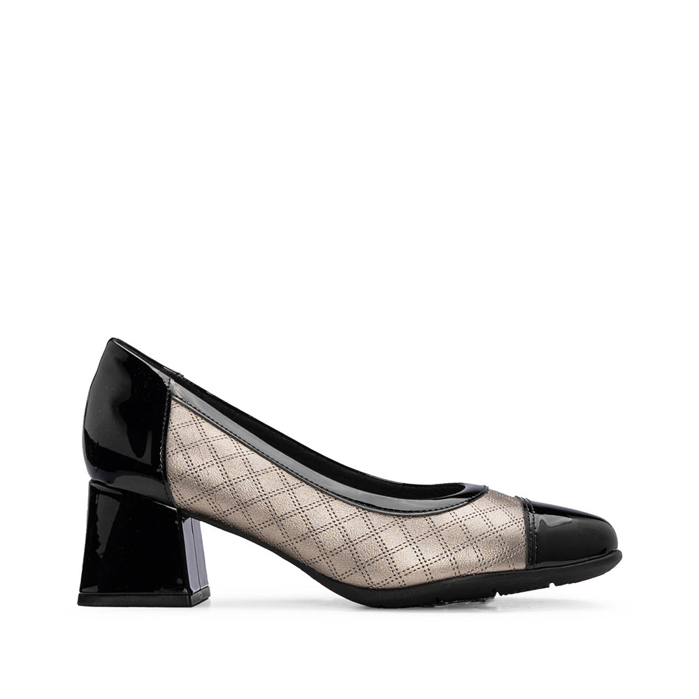 Sapato Salto Médio Mulher Gravado Chumbo