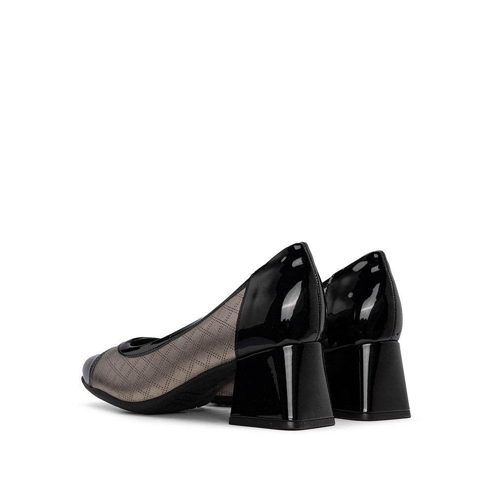 Sapato Salto Médio Mulher Gravado Chumbo