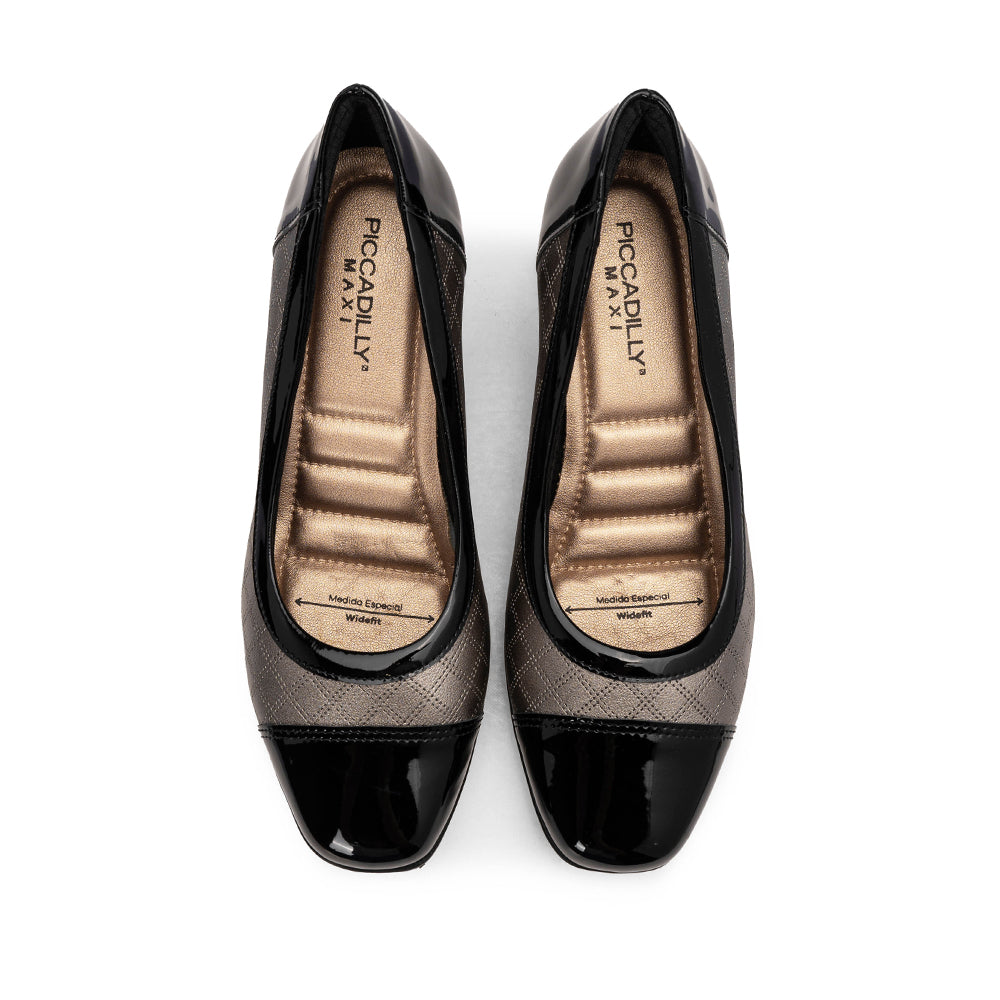 Sapato Salto Médio Mulher Gravado Chumbo